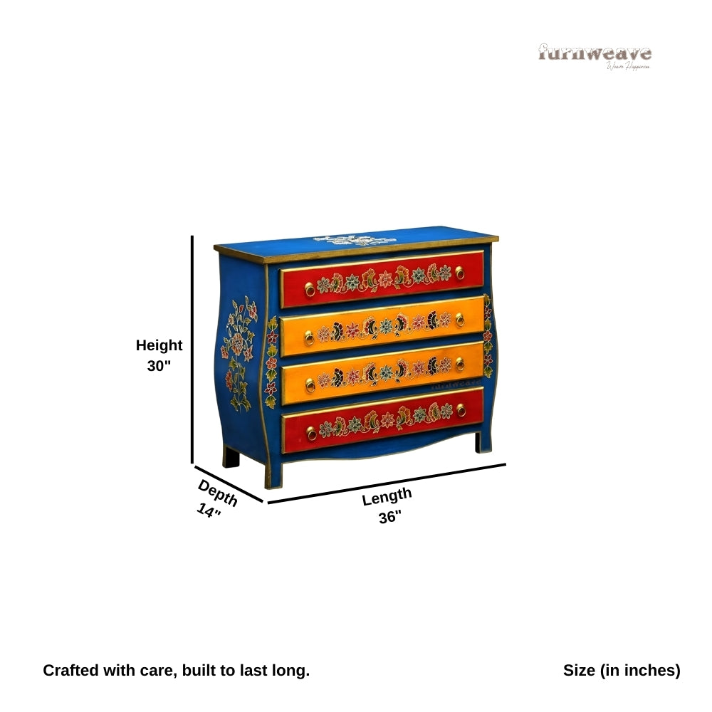 Shrenik Wooden Handpainted Chest of Drawer Cabinet