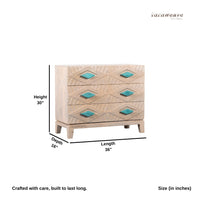 Inara Wooden Carved Chest of Drawer (Cream Finish)