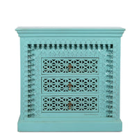 Karwah Wooden Carved Chest of Drawers (Green Distress)