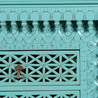 Karwah Wooden Carved Chest of Drawers (Green Distress)