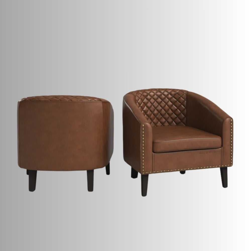Kisto Wooden Premium Lounge Sofa Chair (Tan)
