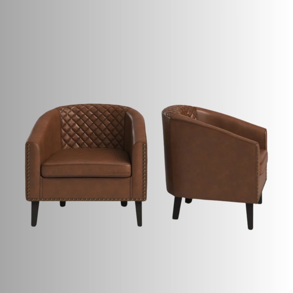 Kisto Wooden Premium Lounge Sofa Chair (Tan)