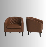Kisto Wooden Premium Lounge Sofa Chair (Tan)