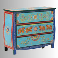 Amrit Wooden Chest of Drawers (Blue) | Wooden Handpainted Furniture Online | Chest of Drawers Online | Solid Wood Furniture Online | Furnweave