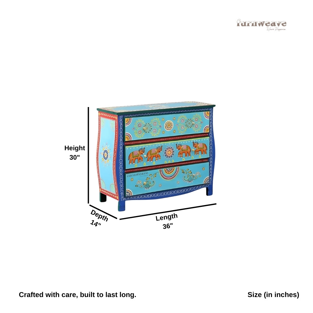 Amrit Wooden Chest of Drawers (Blue)
