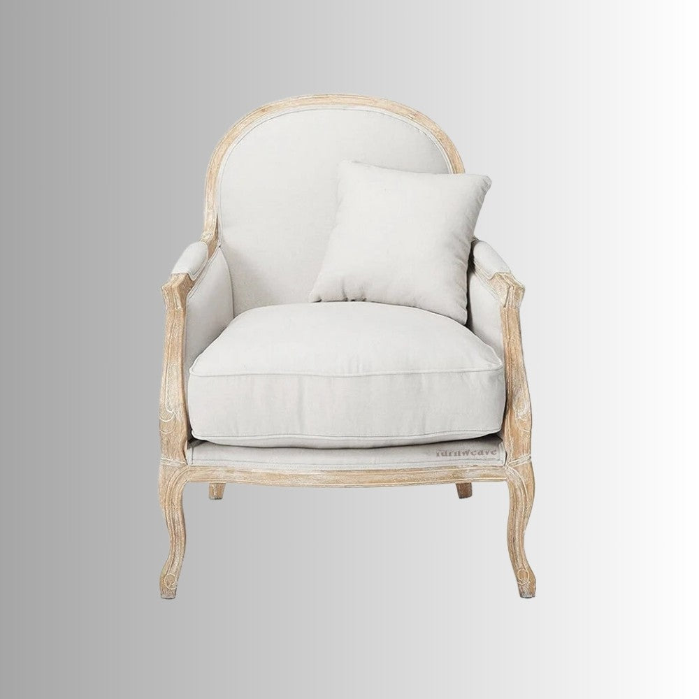Wifae Wooden Upholstered Designer Armchair in luxurious Brown Distress finish and handcrafted Mango wood. | Wifae Wooden Upholstered Designer Arm Chair (Brown Distress) | Wooden Arm Chairs Online | Solid Wood Arm Chairs | Furnweave