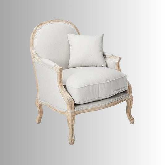 Wifae Wooden Upholstered Designer Arm Chair (Brown Distress)