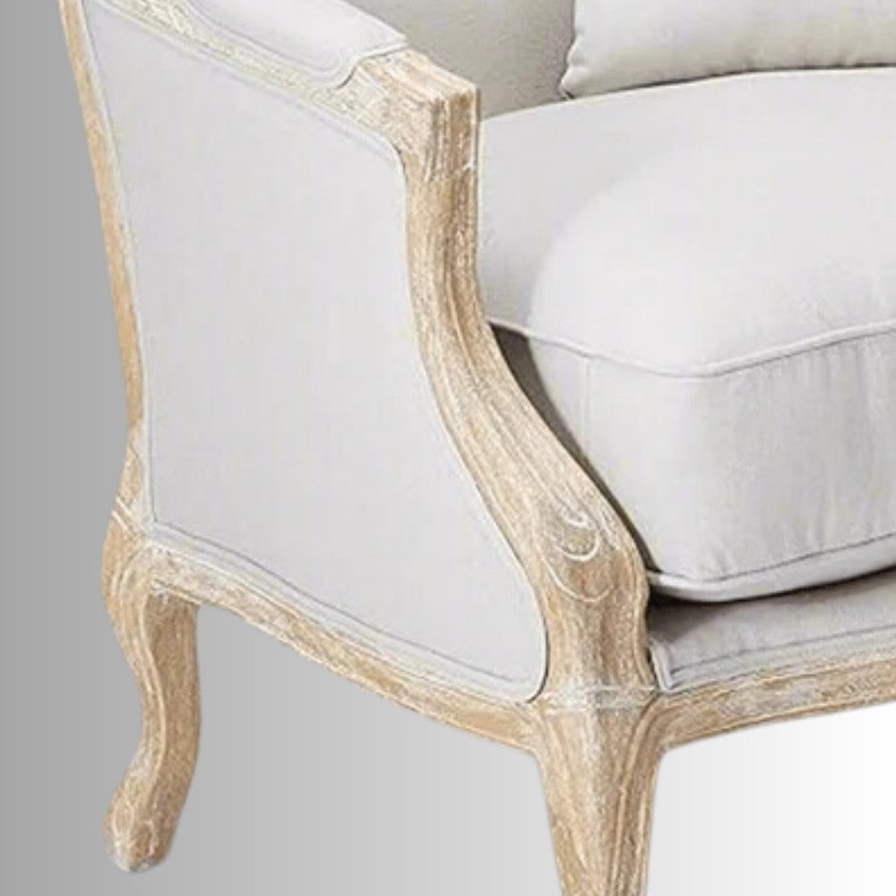 Wifae Wooden Upholstered Designer Arm Chair (Brown Distress)