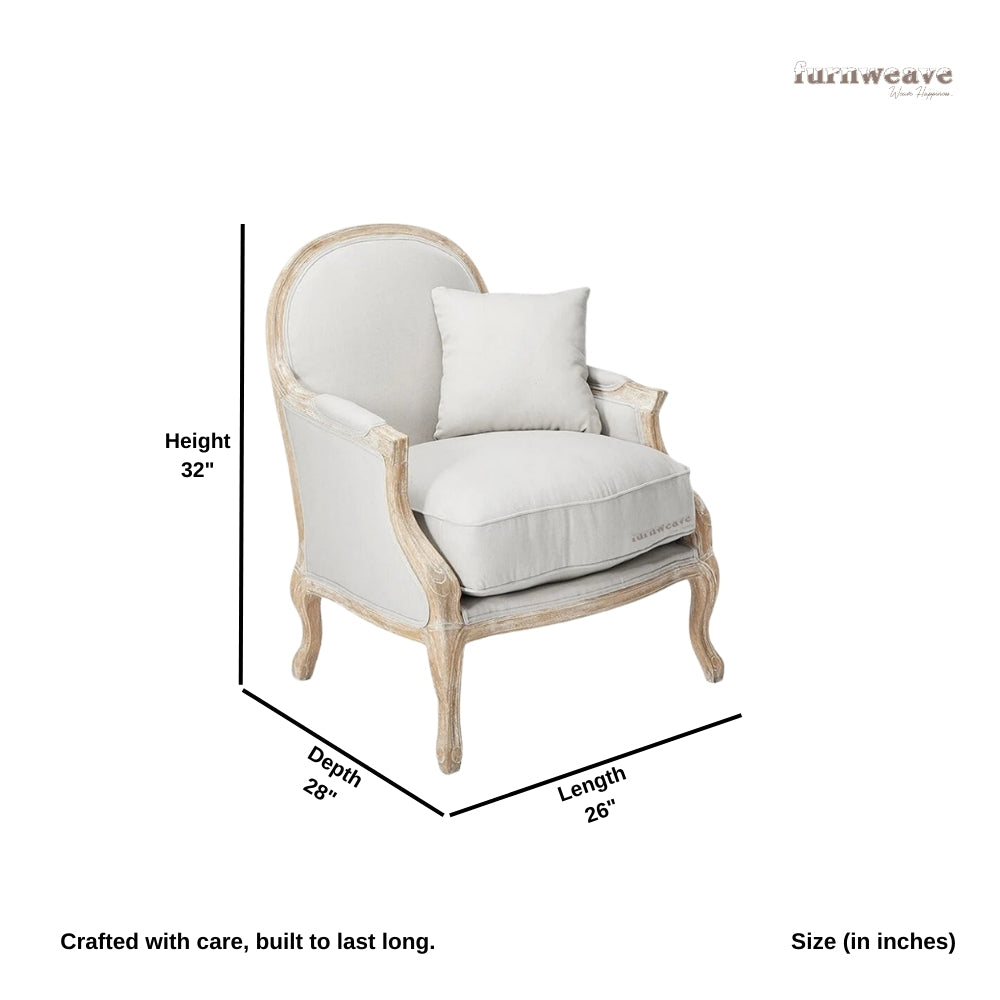 Wifae Wooden Upholstered Designer Arm Chair (Brown Distress)
