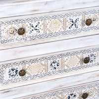 Sena Wooden Brass Rustic Chest of Drawer (White Distress)