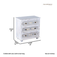 Sena Wooden Brass Rustic Chest of Drawer (White Distress)