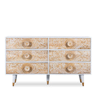 Tefea Wooden Carved Chest of Drawers (White) Model 2