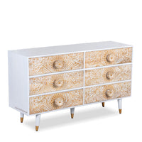 Tefea Wooden Carved Chest of Drawers (White) Model 2
