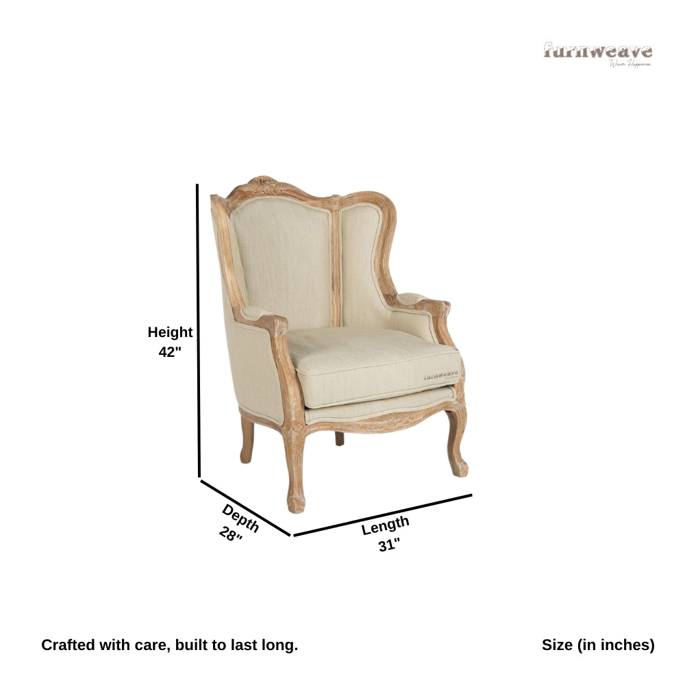 Kelas Wooden Upholstered Arm Chair Sofa (Brown Distress)