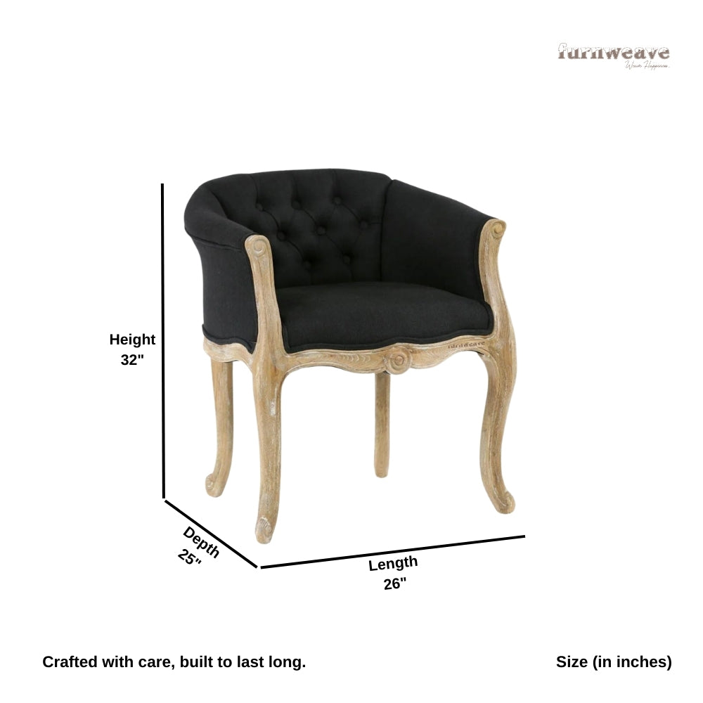 Shipa Wooden Upholstered Arm Chair Sofa (Black Upholstery)