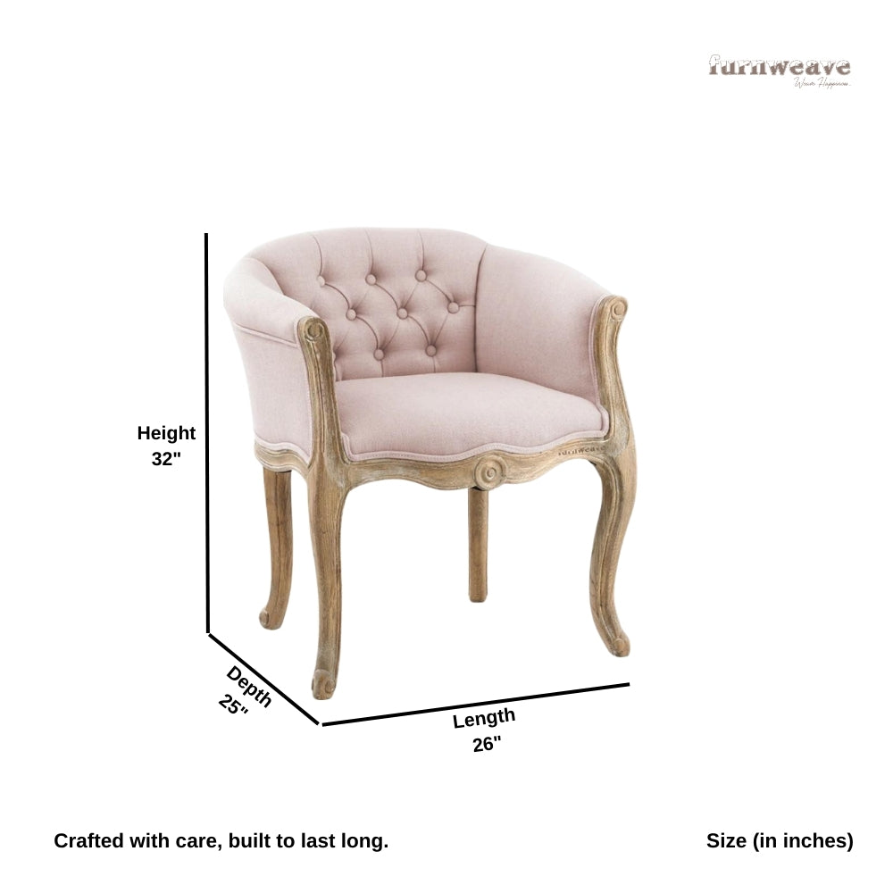 Shipa Wooden Upholstered Arm Chair Sofa (Light Pink Upholstery)