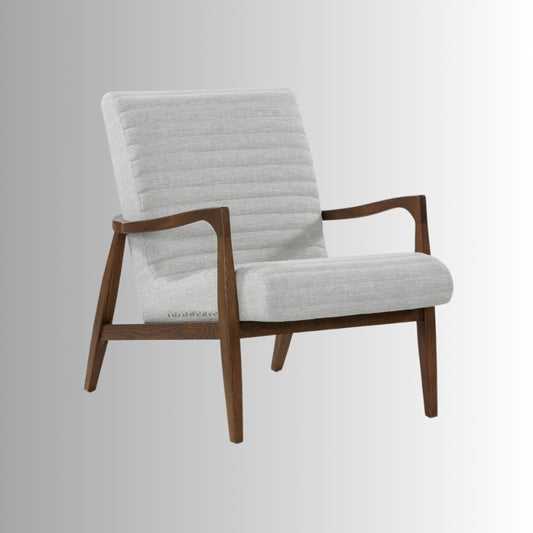 Sharif Wooden Upholstered Lounge Chair (Light Walnut)