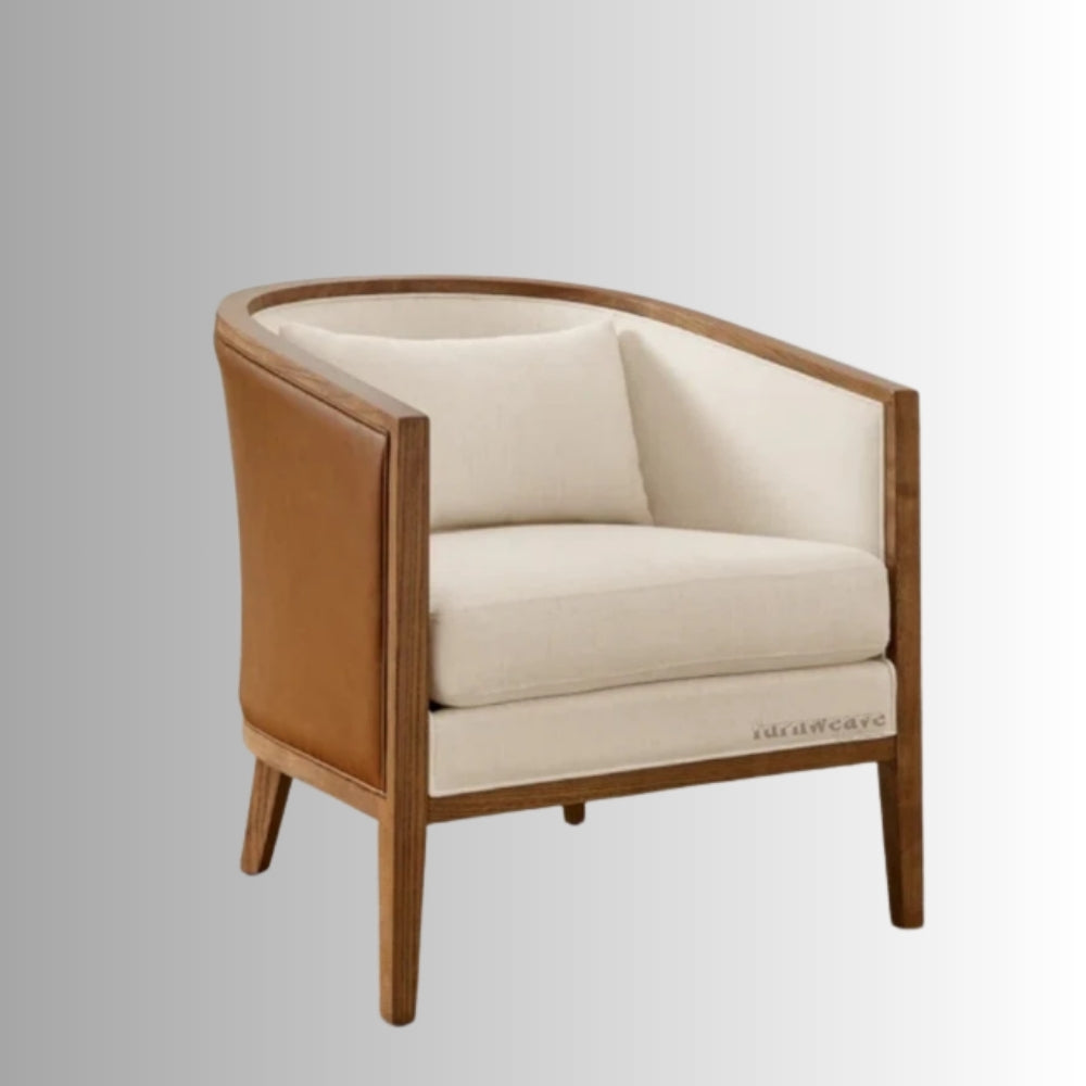 Khama Wooden Upholstered Lounge Chair (Teak)
