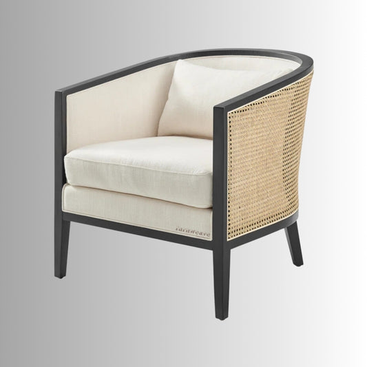Wani Wooden Rattan Lounge Chair (Black)
