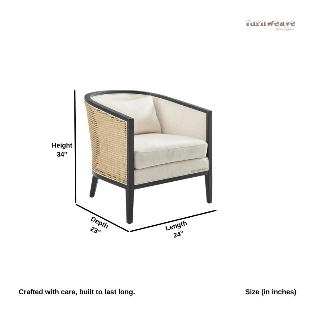 Wani Wooden Rattan Lounge Chair (Black)