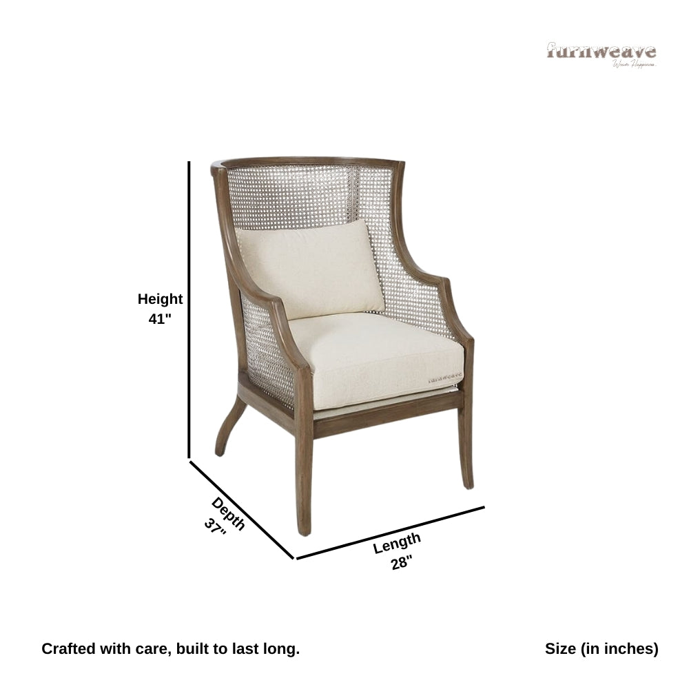 Jaga Wooden Accent Rattan Chair (Olive Walnut)
