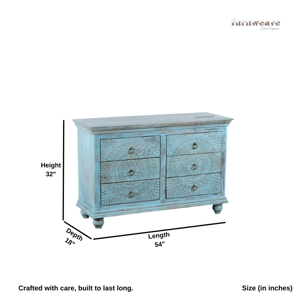 Wose Wooden Chest of Drawers (Light Blue Distress)