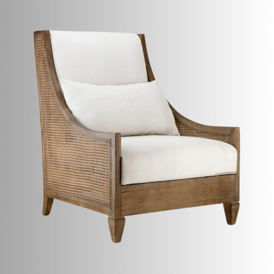 Abhis Wooden Rattan Lounge Chair (Brown Antique) | Wooden Lounge Chairs | Rattan Chairs | Wooden Arm Chairs Online | Furnweave