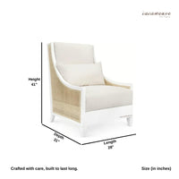 Abhis Wooden Rattan Lounge Chair (White)