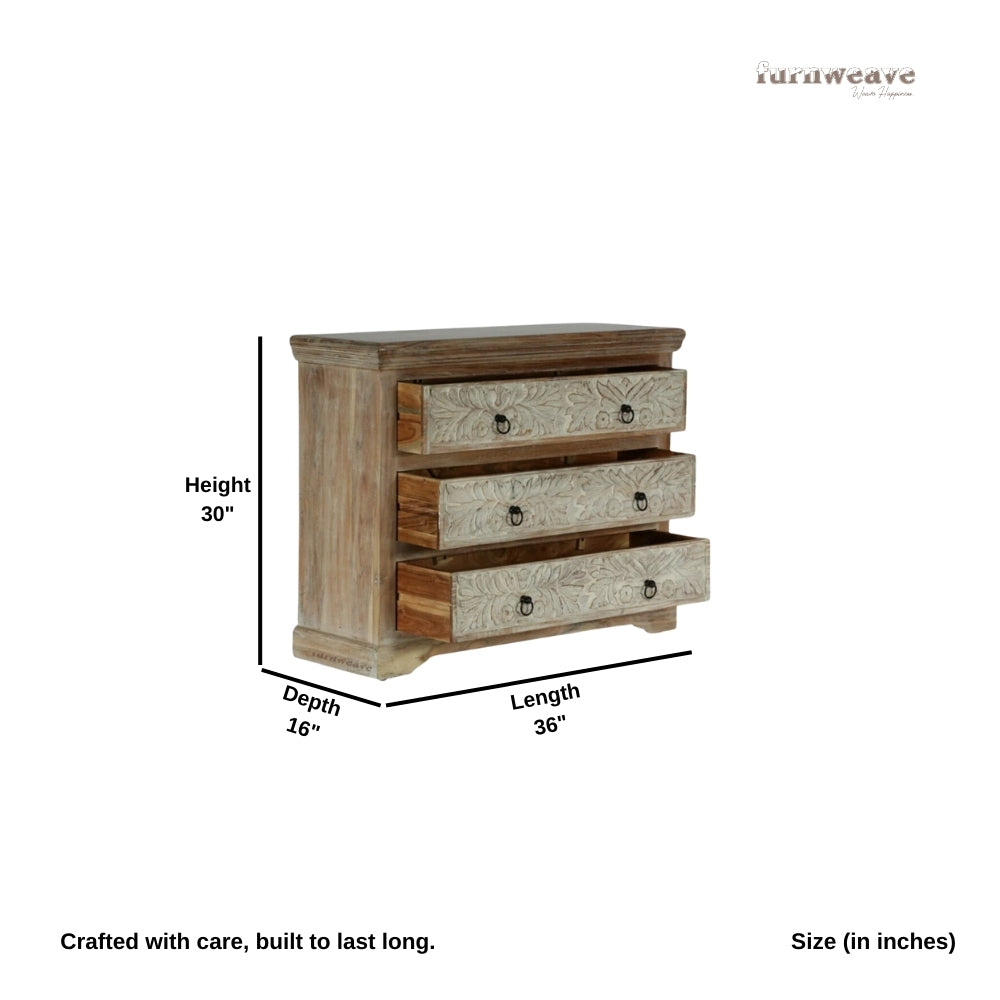 Tiva Wooden Rustic Chest of Drawers (White Distress)