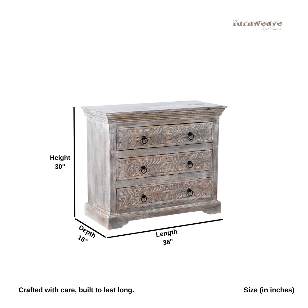 Tiva Wooden Rustic Chest of Drawers (Grey Distress)