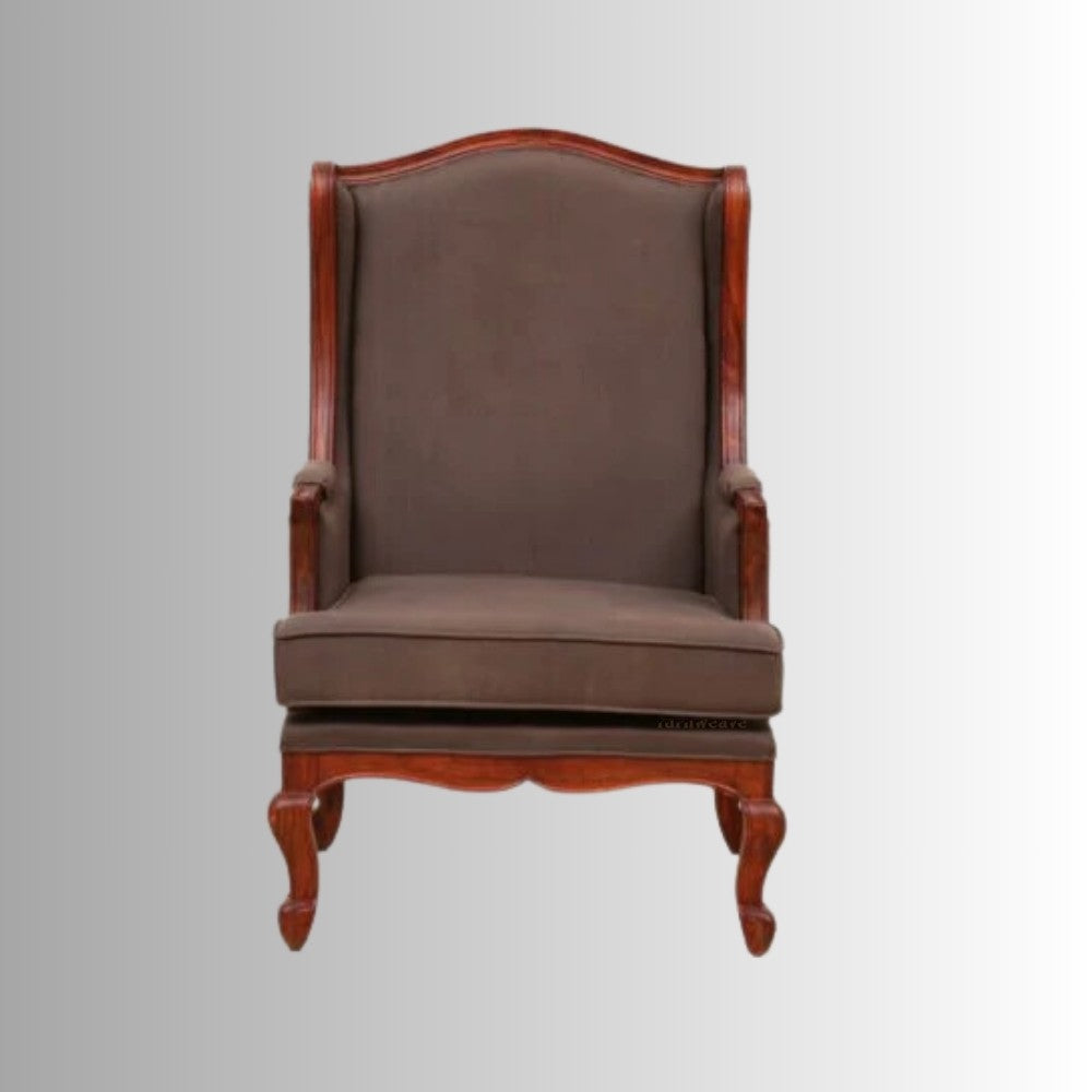 Sudhe Wooden Upholstered Accent Chair Sofa (Mahogany)