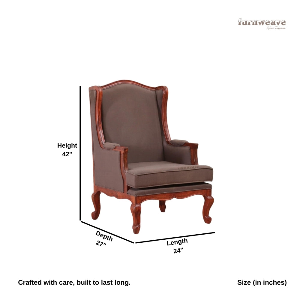 Sudhe Wooden Upholstered Accent Chair Sofa (Mahogany)