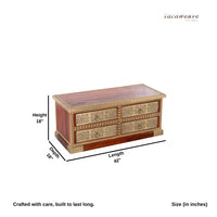 Hunika Wooden Brass Fitted Antique TV Unit (Teak) (Model 2)