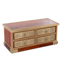Hunika Wooden Brass Fitted Antique TV Unit (Teak) (Model 2)