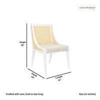 Diya Wooden Cane Rattan Dining Chair (White)