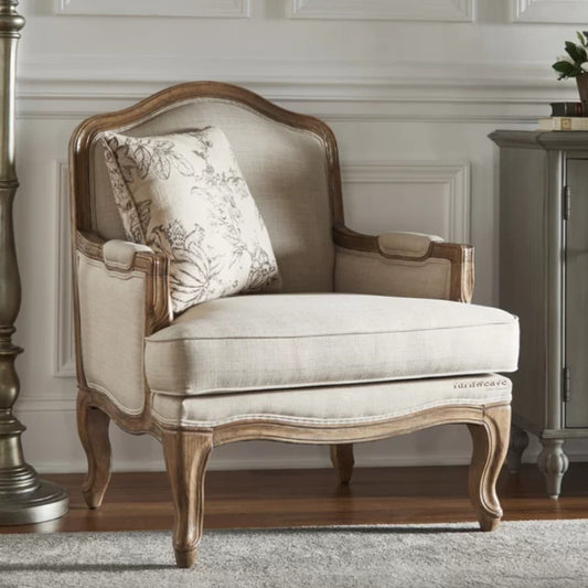 Asami Wooden Upholstered Arm Chair (Brown) | Wooden Arm Chair | Upholstered Arm Chairs Online | Solid Wood Arm Chair | Wooden Seating Furniture | Furnweave