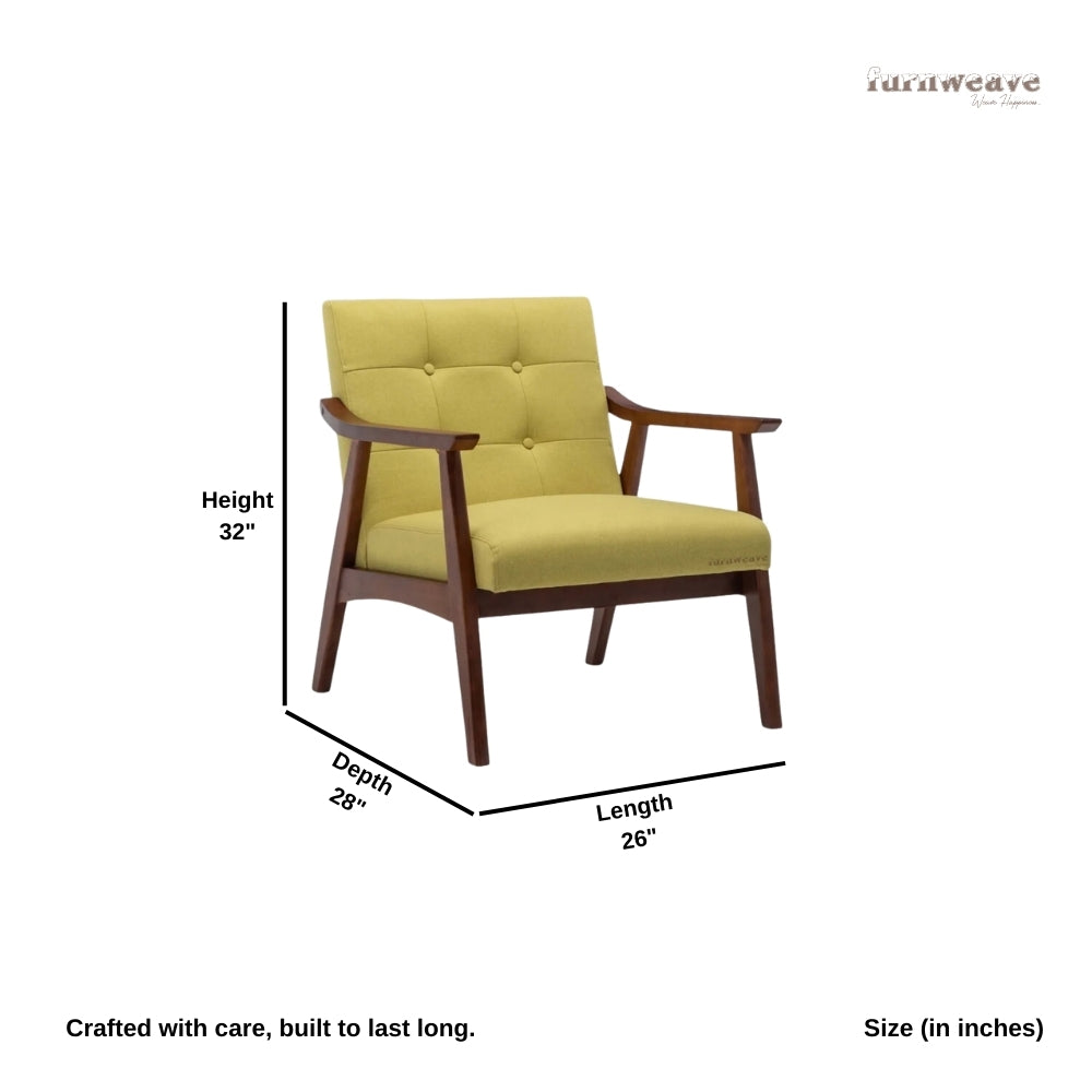 Pearl Wooden Upholstered Arm Chair (Yellow)