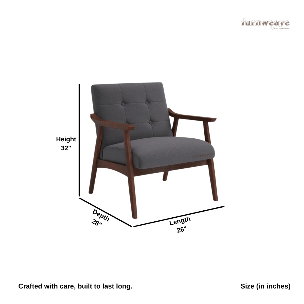 Pearl Wooden Upholstered Arm Chair Set of Two (Dark Grey)