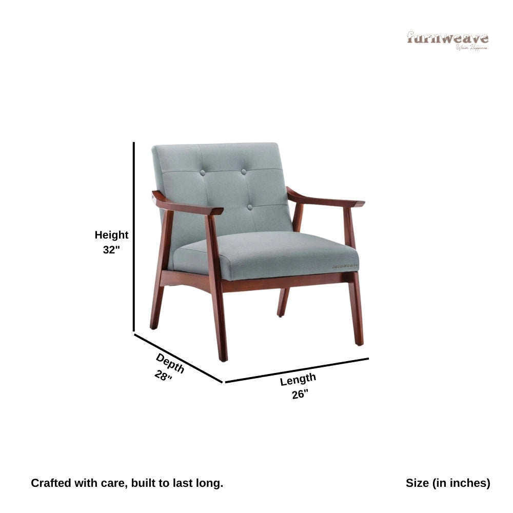 Pearl Wooden Upholstered Arm Chair Set of Two (Gray Blue)