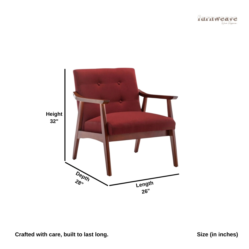Pearl Wooden Upholstered Arm Chair Set of Two (Red)