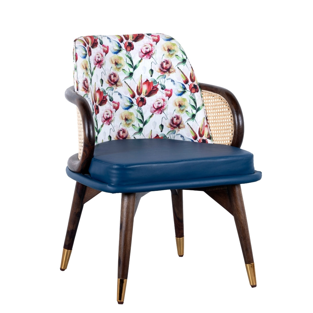 Wasa Wooden Rattan Chair Set of Two (Blue)