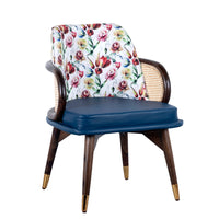 Wasa Wooden Rattan Chair Set of Two (Blue)