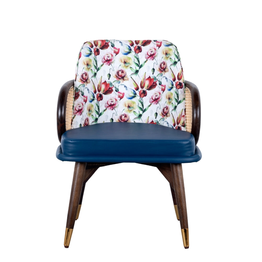Wasa Wooden Rattan Chair Set of Two (Blue)