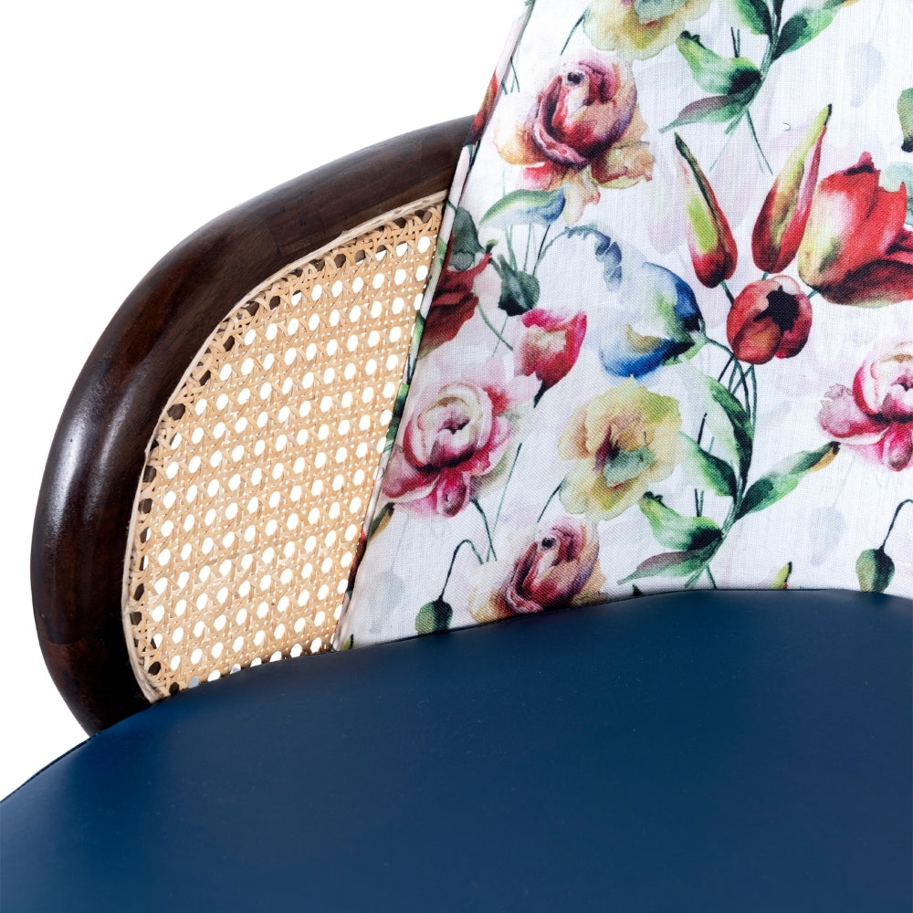Wasa Wooden Rattan Chair Set of Two (Blue)