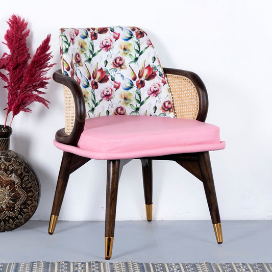 Wasa Wooden Rattan Chair (Pink)