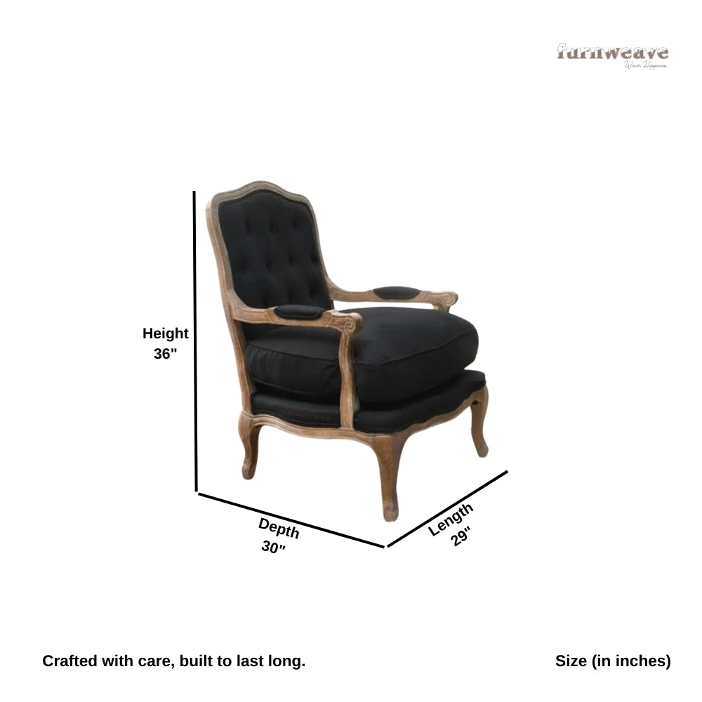 Quri Wooden Carved Arm Chair One Seater Sofa (Black)