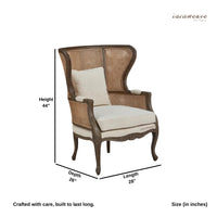 Kelif Wooden Carved Wing Rattan Chair (Antique Walnut)