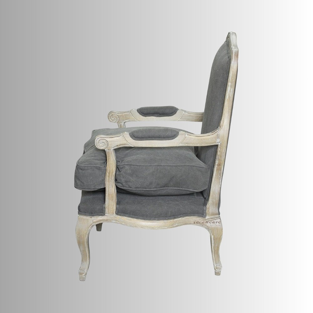 Sukre Wooden Designer Arm Chair (White Distress)