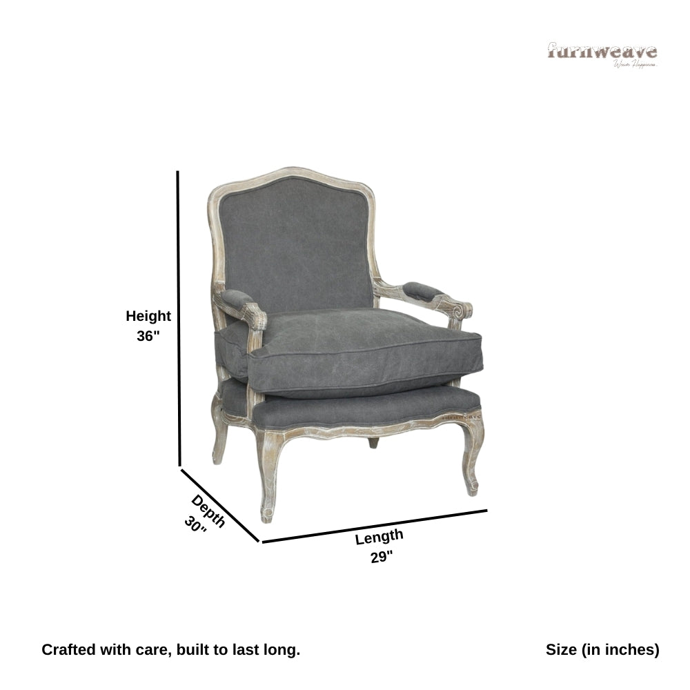 Sukre Wooden Designer Arm Chair (White Distress)
