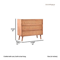 Tihsa Wooden Rattan Chest of Drawer (Light Brown)